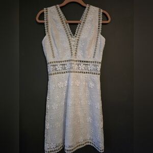 Boston Proper White Lace Dress Midlength